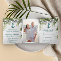 Weiß gewaschte Holzpalme Blätter Aquamarine Ankerh