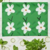 Weiß Gezeichnet Blumenmuster Blume Art Pattern Aes Geschirrtuch (Gefaltet)