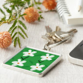 Weiß Gezeichnet Blumenmuster Blume Art Pattern Aes Schlüsselanhänger (Seite)