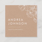 Weiß Gezeichnet florale rustikale Kraft Botanical  Quadratische Visitenkarte (Vorderseite)