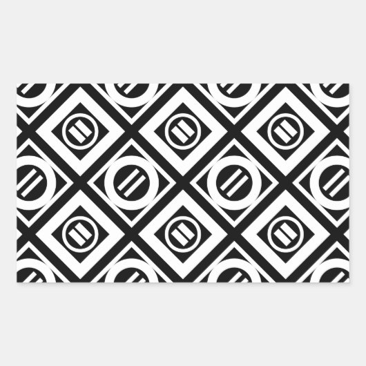 Weiß Gleiche Zeichengeometrie auf schwarz Rechteckiger Aufkleber (Vorderseite)