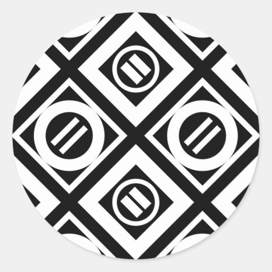 Weiß Gleiche Zeichengeometrie auf schwarz Runder Aufkleber (Vorderseite)