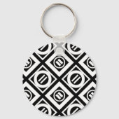 Weiß Gleiche Zeichengeometrie auf schwarz Schlüsselanhänger (Vorderseite)