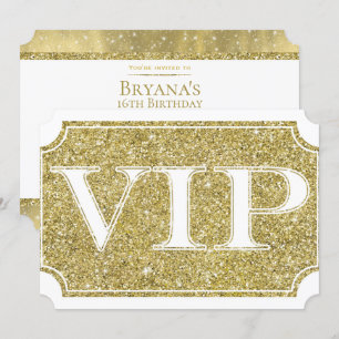 Weiß & Gold Glitter Glam VIP-Party-Event-Ticket Einladung