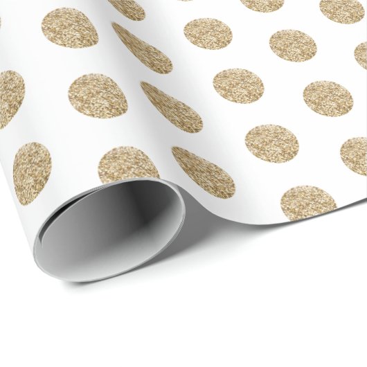 Weiß| Gold Glitzer Dots Wrapping Paper Geschenkpapier (Rolleneckpunkt)