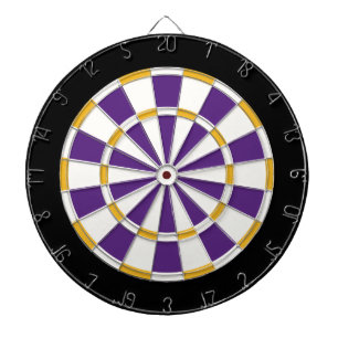 Weiß, Gold, Lila und Schwarz Dartscheibe