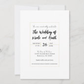 Weiß & Gold Moderne Minimal Hochzeit Einladung (Vorderseite)