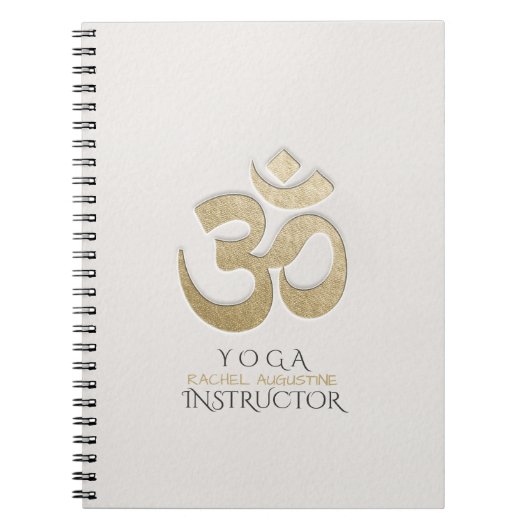 Weiß & Gold OM Symbol YOGA Meditation Instructor Notizblock (Vorderseite)