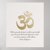 Weiß & Gold OM Symbol YOGA Meditation Instructor Poster (Vorne)