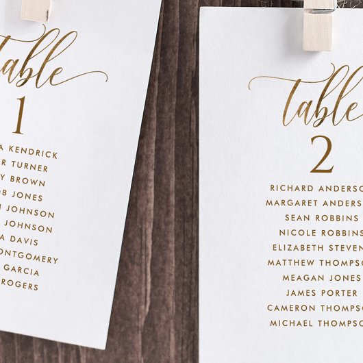 Weiß & Gold, Sitzplan-Karten mit Gästennamen