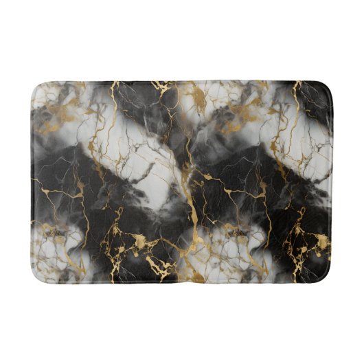 Weiß, Gold und Schwarz-Luxus-Marmor Elegant Badematte (Vorderseite)