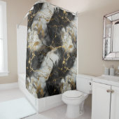 Weiß, Gold und Schwarz-Luxus-Marmor Elegant Duschvorhang (Beispiel)