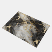 Weiß, Gold und Schwarz-Luxus-Marmor Elegant Fußmatte (Schrägansicht)