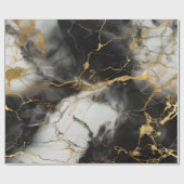 Weiß, Gold und Schwarz-Luxus-Marmor Elegant Geschenkpapier (Flach)