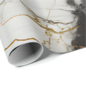 Weiß, Gold und Schwarz-Luxus-Marmor Elegant Geschenkpapier (Rolleneckpunkt)