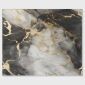 Weiß, Gold und Schwarz-Luxus-Marmor Elegant Geschenkpapier (Flach)