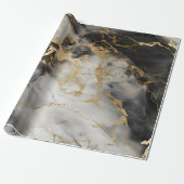 Weiß, Gold und Schwarz-Luxus-Marmor Elegant Geschenkpapier (Ungerollt)