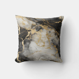 Weiß, Gold und Schwarz-Luxus-Marmor Elegant Kissen