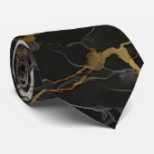 Weiß, Gold und Schwarz-Luxus-Marmor Elegant Krawatte (Gerollt)