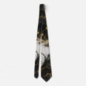 Weiß, Gold und Schwarz-Luxus-Marmor Elegant Krawatte (Rückseite)