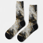 Weiß, Gold und Schwarz-Luxus-Marmor Elegant Socken (Linkes Detail)