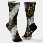 Weiß, Gold und Schwarz-Luxus-Marmor Elegant Socken (Gewinkelt)