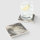 Weiß, Gold und Schwarz-Luxus-Marmor Elegant Steinuntersetzer (Seitenansicht)