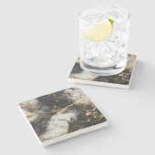 Weiß, Gold und Schwarz-Luxus-Marmor Elegant Steinuntersetzer (Seitenansicht)