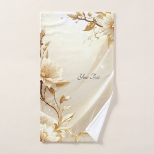 Weiß-goldene Blumengesteck-Handtuch-Set Badhandtuch Set