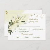 Weiß & goldfarbene Blume, grüne Blätter - Auswahl RSVP Karte (Vorne/Hinten)