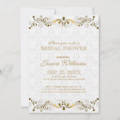 Weiß & goldfarbenes Brautparty mit blühenden Spitz Einladung (Vorderseite)