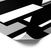 Weiß grau auf schwarzem MCM-Look Geometrisch Abstr Poster (Ecke)