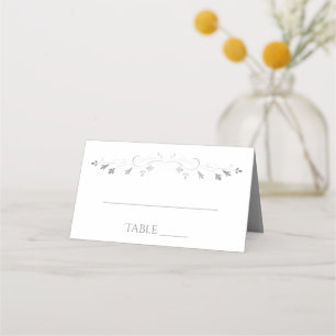 Weiß & Grau Einfache Elegante Hochzeiten Platzkart Platzkarte