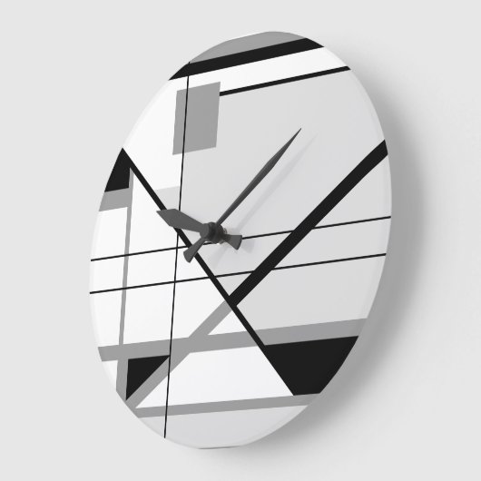 Weiß-Grau-Geometrie-Abstrakt Große Wanduhr (Winkel)