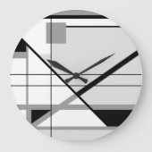 Weiß-Grau-Geometrie-Abstrakt Große Wanduhr (Vorderseite)