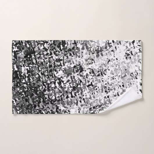 Weiß-Grau mit Abstraktem schwarzem Muster Badhandtuch Set (Handtuch)