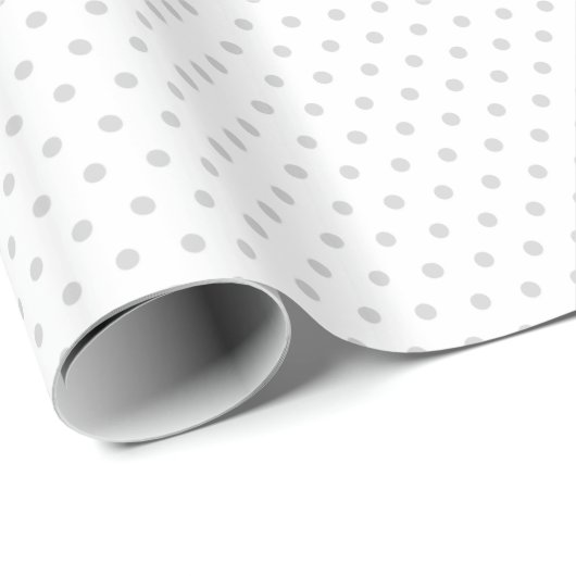 Weiß & Grau Polka Dot Muster Geschenkpapier (Rolleneckpunkt)