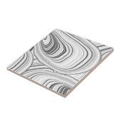 Weiß, Grau Schwarz Moderne Abstrakte Wirbel Muster Fliese (Seite)