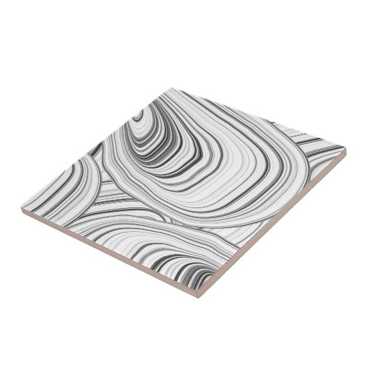 Weiß, Grau Schwarz Moderne Abstrakte Wirbel Muster Fliese (Seite)