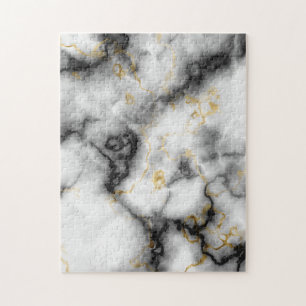 Weiß Grau Schwarz und Gold Marmormuster Puzzle