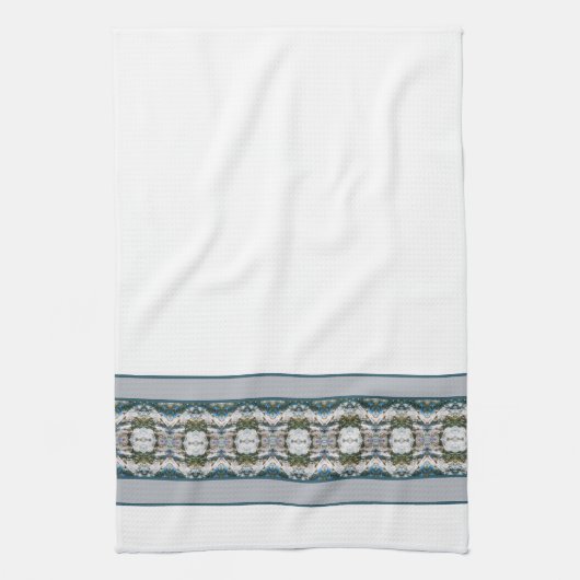 Weiß, Grau und Blau Geschirrtuch (Vertikal)
