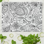 Weiß & Grau Vintag Floral Paisley Geschirrtuch (Gefaltet)