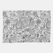 Weiß & Grau Vintag Floral Paisley Geschirrtuch (Horizontal)
