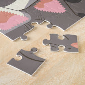 Weiß-graue Katzenmuster Puzzle (Seite)