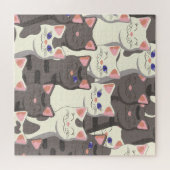 Weiß-graue Katzenmuster Puzzle (Horizontal)