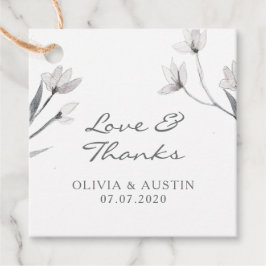 Weiß graue Liebe und Danke. Stilvoll einfach Geschenkanhänger