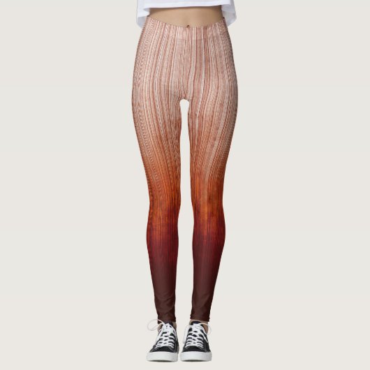 Weiß-graue Orange Rote Ober Streifen rustikal Leggings (Vorderseite)