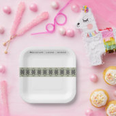 Weiß-graue und grüne Fläche Pappteller (Party)