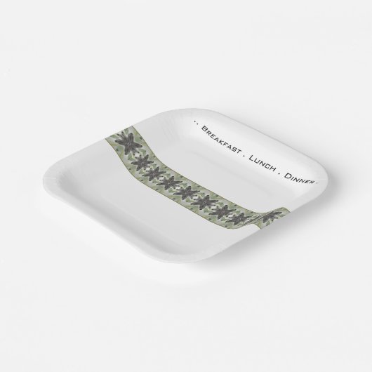 Weiß-graue und grüne Fläche Pappteller (Gewinkelt)