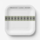 Weiß-graue und grüne Fläche Pappteller (Vorderseite)